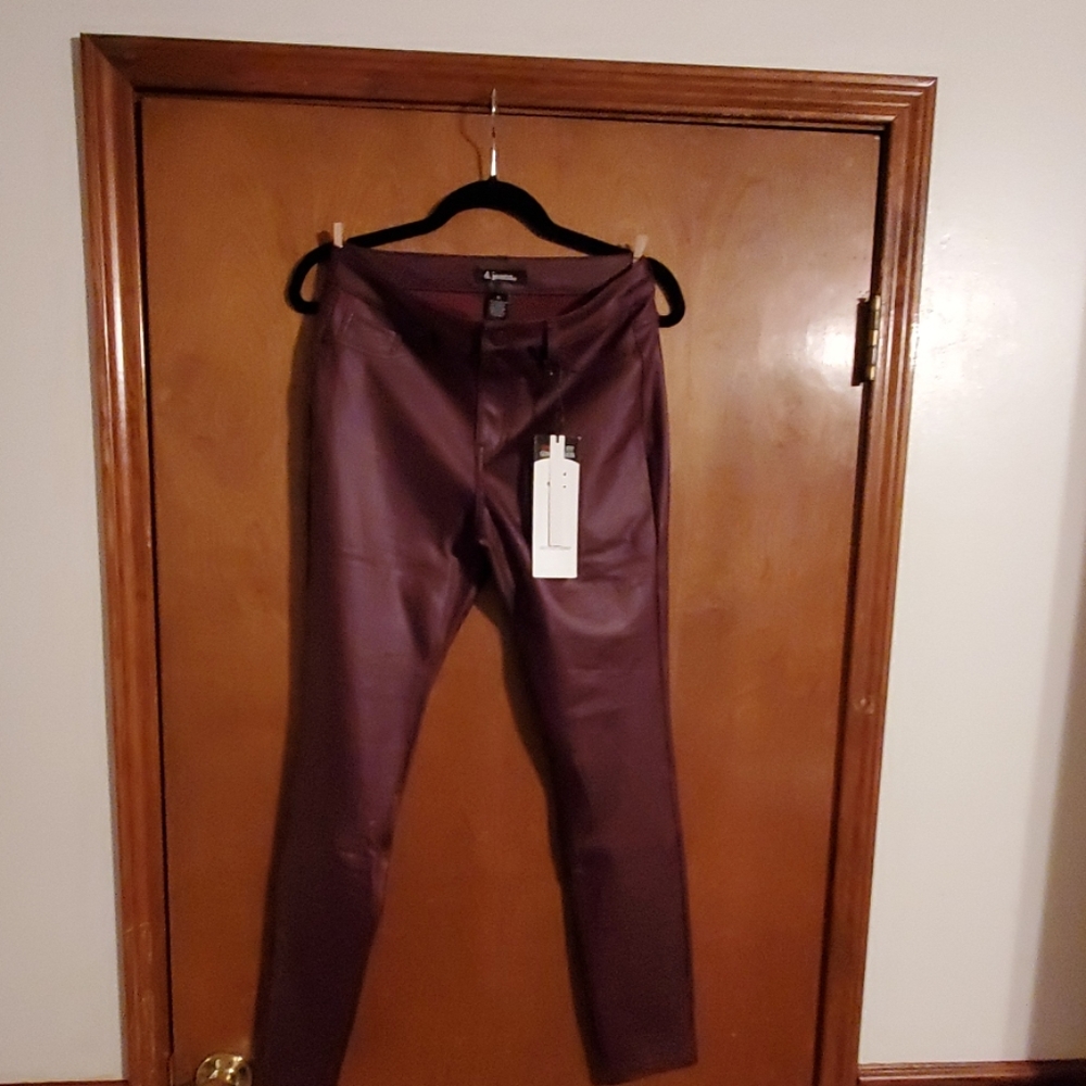 Compression fit Pleather pants.